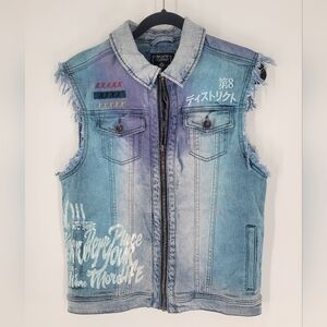 8IGHTH DSTRKT Men's Denim Jean Sleeveless Jacket‎ Size M Streetwear